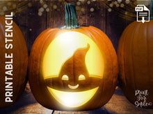 Cute Witch Hat Pumpkin Carving Stencil Template Pattern Halloween PRINTABLE