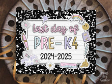 Last Day Of Pre-K4 Sign Pastel PRINTABLE, Last Day Of School Sign For Girl Photo Prop