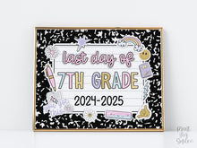Last Day Of Seventh Grade Sign Pastel PRINTABLE, Last Day Of 7th Grade, Last Day Of School Sign For Girl Photo Prop