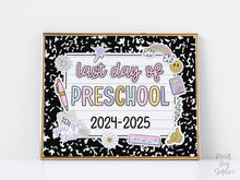 Last Day Of Preschool Sign Pastel PRINTABLE, Last Day Of School Sign For Girl Photo Prop