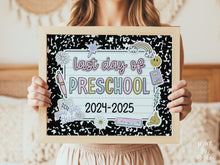 Last Day Of Preschool Sign Pastel PRINTABLE, Last Day Of School Sign For Girl Photo Prop