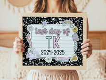 Last Day Of Transitional Kindergarten Sign Pastel PRINTABLE, Last Day Of TK Sign For Girl Photo Prop