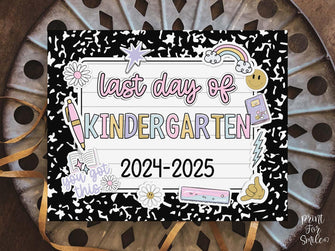 Last Day Of Kindergarten Sign Pastel PRINTABLE, Last Day Of School Sign For Girl Photo Prop