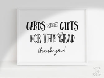 PRINTABLE Cards And Gifts For The Grad Sign, Graduation Party Decor