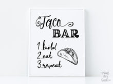 PRINTABLE Taco Bar Sign - Build Eat Repeat Graduation Party Decorations, Wedding Sign
