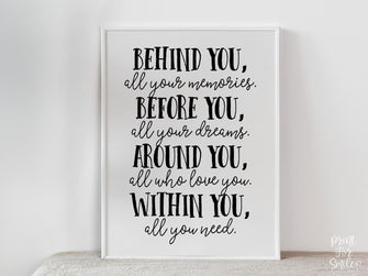 Behind You All Your Memories Graduation PRINTABLE Sign, Grad Party Decor, Table Sign, College Graduation