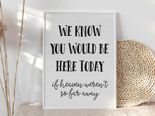 PRINTABLE We Know You Would Be Here Today If Heaven Were Not So Far Away Sign Graduation Sign