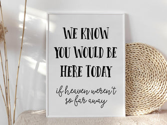 PRINTABLE We Know You Would Be Here Today If Heaven Were Not So Far Away Sign Graduation Sign