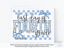Last Day Of 4th Grade Sign Toile PRINTABLE, Gingham Floral School Sign, Photo Prop, Daisy Bow,  Cottagecore, End of School Year, Fourth 2025
