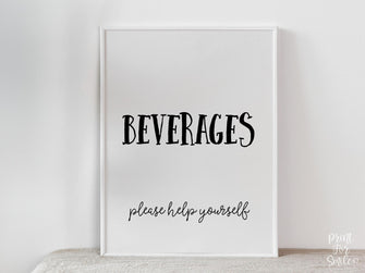 PRINTABLE Beverages Sign, Graduation Sign, Graduation Party Decorations, Table Sign, Grad Party Decor