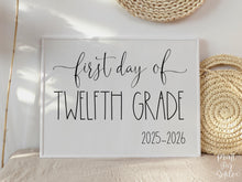 First Day Of 12th Grade Sign Twelfth PRINTABLE Back To School Sign Photo Prop
