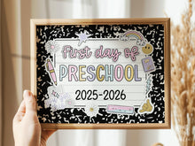 First Day Of Preschool Sign Pastel PRINTABLE, First Day Of School Sign For Girl 1st Day Photo Prop