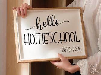 Hello Homeschool Sign, First Day Of Homeschool, PRINTABLE, Instant Download