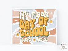 Retro First Day Of School Sign Groovy PRINTABLE Back To School Sign, First Day Of School Sign