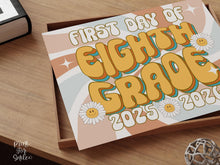 Retro First Day Of 8th Grade Sign Groovy, PRINTABLE Eighth Grade Back To School Sign, First Day Of School Sign