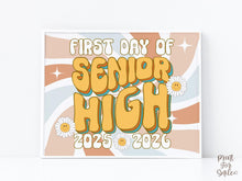 Retro First Day Of Senior High Sign PRINTABLE Groovy Back To School Sign, First Day Of School Sign, 10th Grade