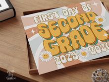 Retro First Day Of Second Grade Sign PRINTABLE Groovy 2nd Grade Back To School Sign, First Day Of School Sign
