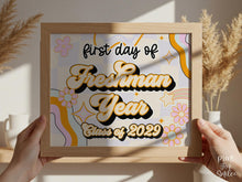 PRINTABLE First Day Of Freshman Year Sign Retro Class Of 2029, 9th Grade Sign, Back To School Sign, Photo Prop