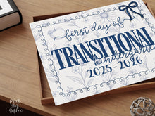 First Day Of TK Sign, Toile, PRINTABLE Back To School Sign, Photo Prop, Instant Download, Cute Bow, Whimsical Transitional Kindergarten