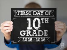 First Day Of 10th Grade Sign PRINTABLE, Tenth Grade School Sign, 1st Day Chalkboard, Class Of 2028