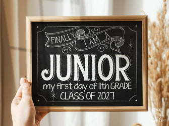 First Day Of Junior Year Sign, Class Of 2027 Sign, 11th Grade PRINTABLE Chalkboard School Sign