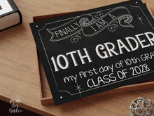 First Day Of 10th Grade Sign, Chalkboard PRINTABLE Tenth Grade Sign, Class Of 2028, Instant Download
