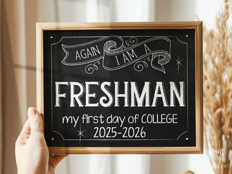 First Day Of College 2025 Sign Freshman PRINTABLE Chalkboard, Instant Download, School Sign, Photo Prop
