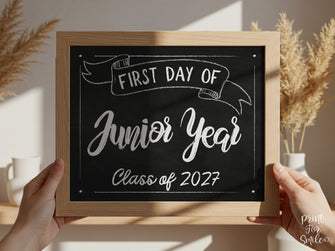 First Day Of Junior Year Sign PRINTABLE Chalkboard, Class Of 2027, School Sign, Photo Prop, Instant Download