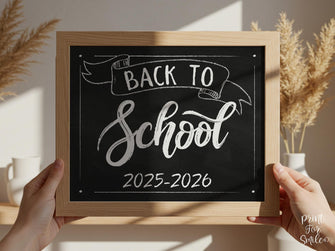 Back To School Sign PRINTABLE Chalkboard, First Day Of School Sign, Photo Prop, Instant Download, 2025