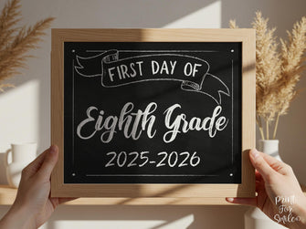 First Day Of Eighth Grade Sign PRINTABLE 8th Grade Sign, School Sign, Chalkboard 2025