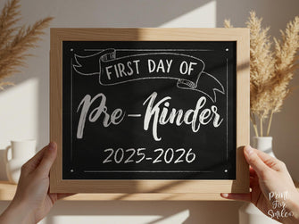 First Day Of Pre K Sign PRINTABLE PreK Chalkboard, School Sign, Photo Prop, Instant Download