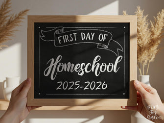 First Day Of Homeschool Sign PRINTABLE Chalkboard School Sign, Photo Prop, Instant Download