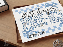 First Day Of Pre-K3 Sign Toile PRINTABLE, PreK3 Sign, Gingham School Sign, Photo Prop, Daisy Cute Elegant Coquette Whimsical