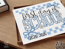 First Day Of School Sign Toile PRINTABLE, Gingham School Sign, Photo Prop, Daisy Cute Elegant Coquette Whimsical