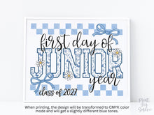 First Day Of Junior Year Sign Toile PRINTABLE, 11th Grade Sign Gingham School Sign Photo Prop Daisy Cute Coquette Whimsical Class Of 2027