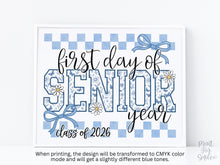 First Day Of Senior Year Sign Toile PRINTABLE, 12th Grade Sign Gingham School Sign Photo Prop Daisy Cute Coquette Whimsical Class Of 2026