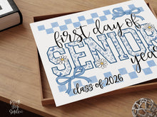 First Day Of Senior Year Sign Toile PRINTABLE, 12th Grade Sign Gingham School Sign Photo Prop Daisy Cute Coquette Whimsical Class Of 2026