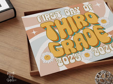 Retro First Day Of Third Grade Sign, Groovy PRINTABLE 3rd Grade Back To School Sign, First Day Of School Sign