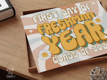 Retro First Day Of Freshman Year Sign PRINTABLE Groovy Back To School Sign, First Day Of School Sign