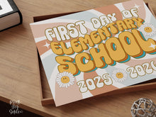 Retro First Day Of Elementary School Sign PRINTABLE Groovy Back To School Sign, First Day Of School Sign