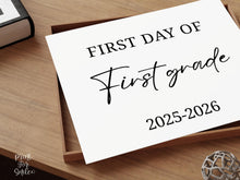 Modern First Day Of First Grade Sign PRINTABLE 1st Grade Minimalist Back To School Sign, Photo Prop Simple Script, Bold Clean Classic