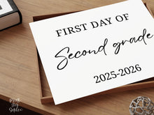 Modern First Day Of Second Grade Sign PRINTABLE 2nd Grade Minimalist Back To School Sign, Photo Prop Simple Script, Bold Clean Classic