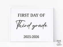 Modern First Day Of Third Grade Sign PRINTABLE 3rd Grade Minimalist Back To School Sign, Photo Prop Simple Script, Bold Clean Classic