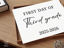 Modern First Day Of Third Grade Sign PRINTABLE 3rd Grade Minimalist Back To School Sign, Photo Prop Simple Script, Bold Clean Classic