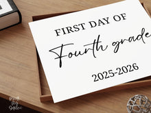 Modern First Day Of Fourth Grade Sign PRINTABLE 4th Grade Minimalist Back To School Sign, Photo Prop Simple Script, Bold Clean Classic