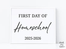 Modern First Day Of Homeschool Sign PRINTABLE Minimalist Back To School Sign, Photo Prop Simple Script, Bold Clean Classic