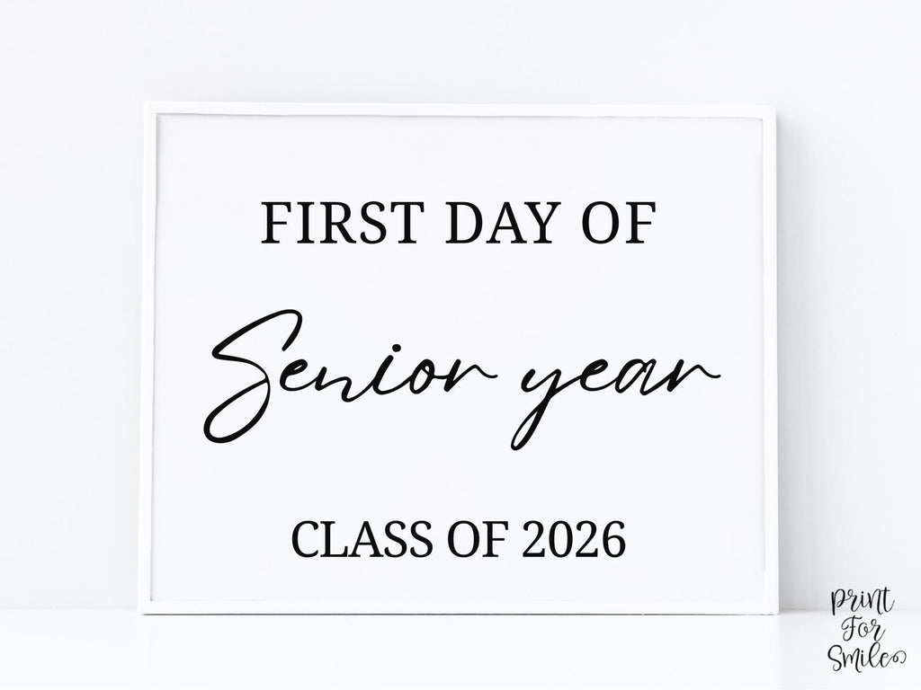 Modern First Day Of Senior Year Sign PRINTABLE 12th Grade Minimalist B