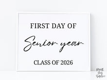 Modern First Day Of Senior Year Sign PRINTABLE 12th Grade Minimalist Back To School Sign, Photo Prop Simple Script, Class Of 2026