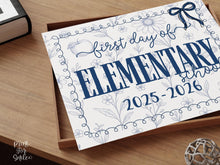 First Day Of Elementary School Sign, Toile, PRINTABLE Back To School Sign, Photo Prop, Instant Download, Cute Bow, Whimsical, Elegant Sign