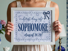 First Day Of Sophomore Year Sign, Toile, PRINTABLE Back To School Sign, Photo Prop, Instant Download, Whimsical Class Of 2028 10th Grade